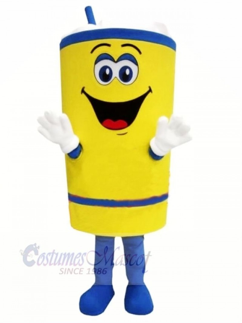 Happy Yellow Cup Mascot Costume Cartoon