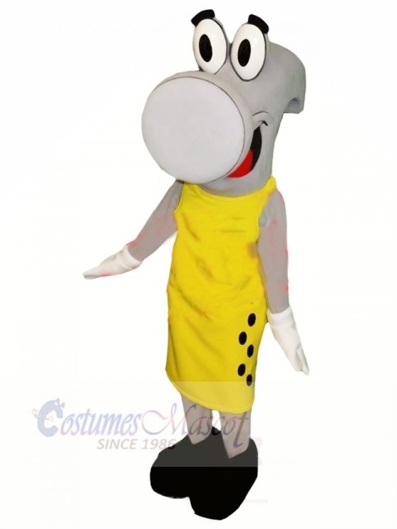Grey Hammer with Yellow Coat Mascot Costume Cartoon