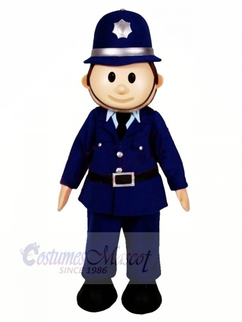 Cute Smiling Policeman Mascot Costume People	