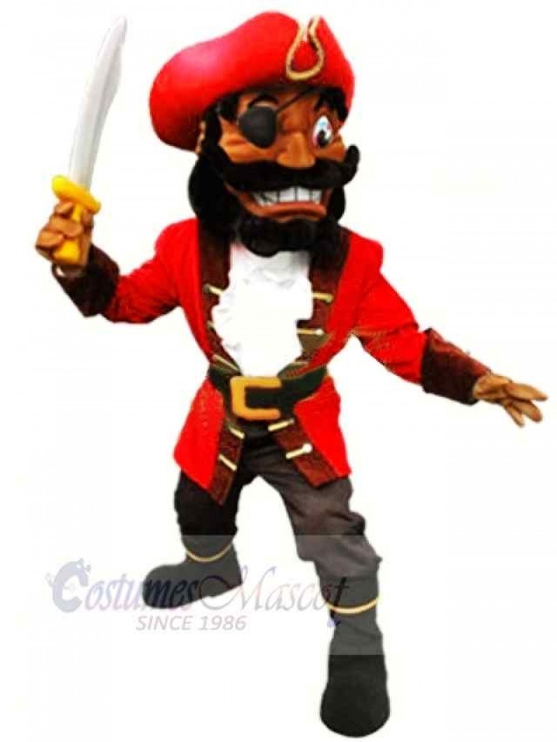 High Quality Pirate with Red Coat Mascot Costume People