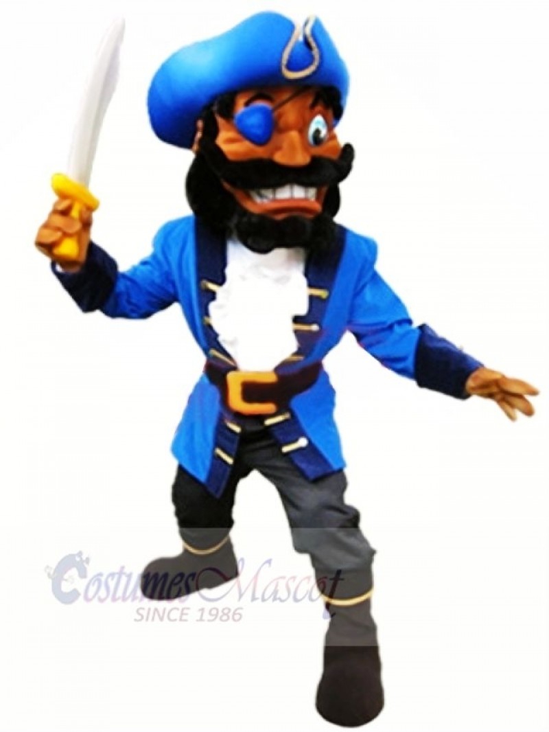 High Quality Pirate with Blue Coat Mascot Costume People