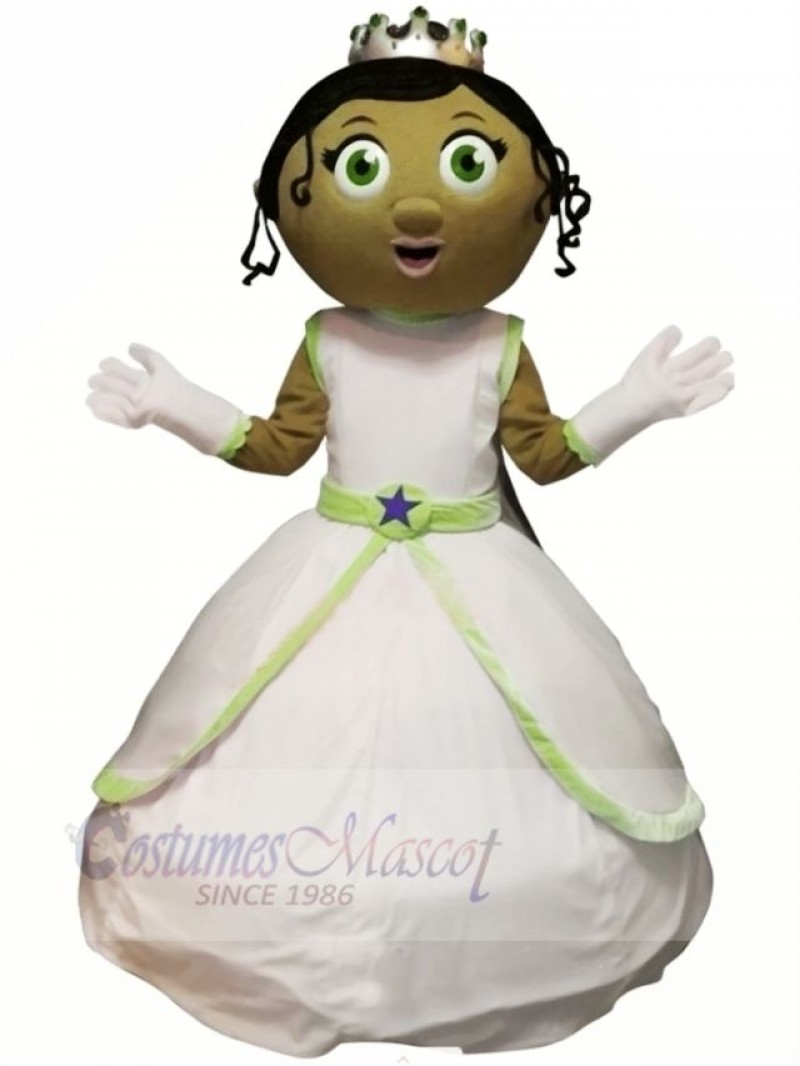 Princess with Green Eyes Mascot Costume Cartoon	