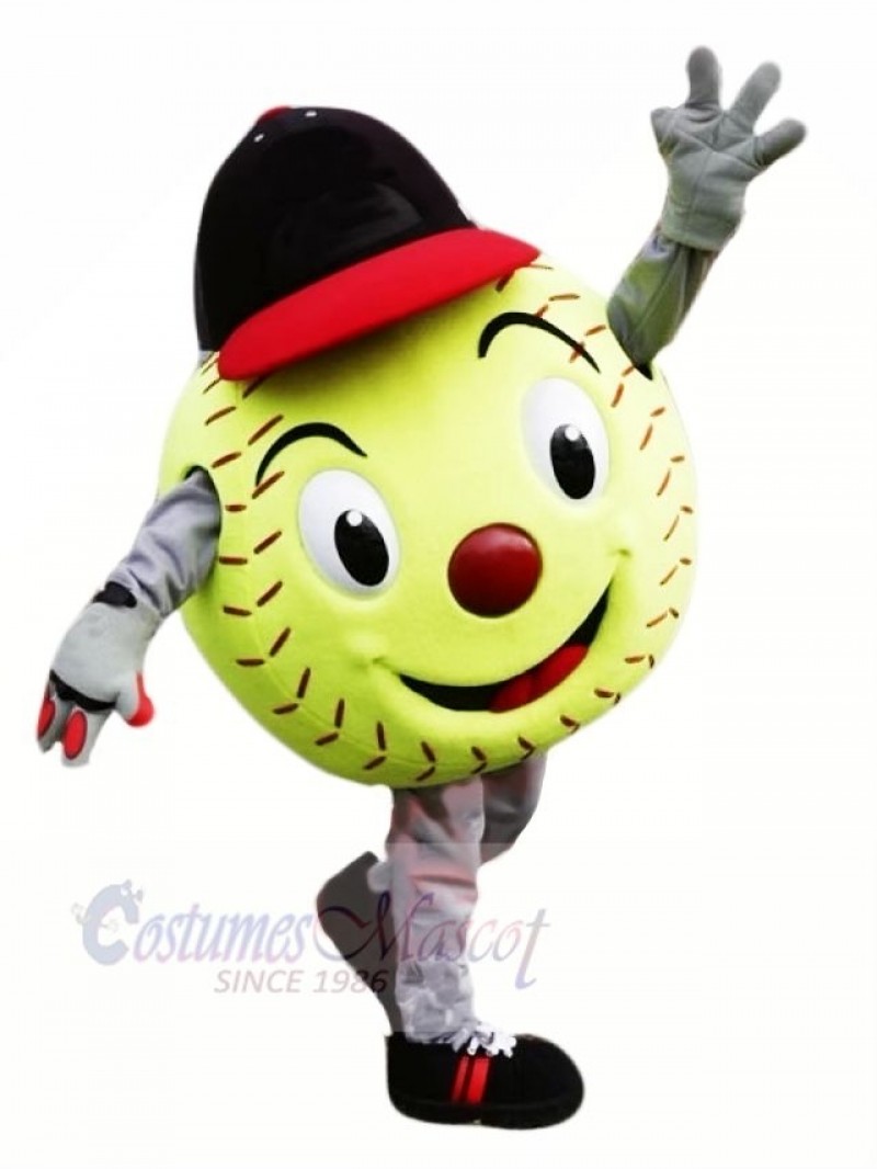 Green Softball Mascot Costume Cartoon