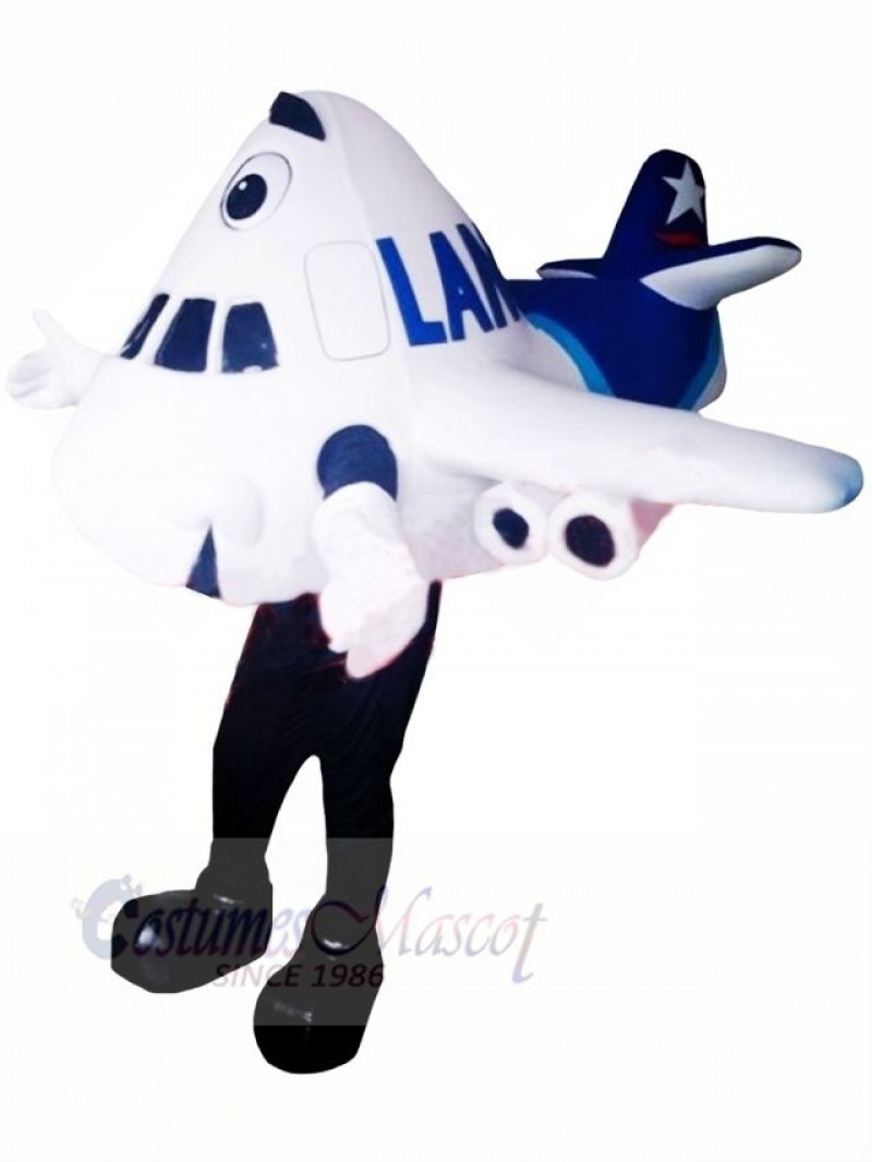 White Airplane Mascot Costume Cartoon 	