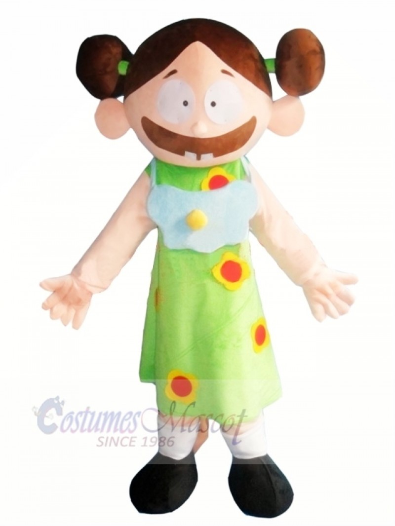 Cute Girl with Big Mouth Mascot Costume Cartoon 	