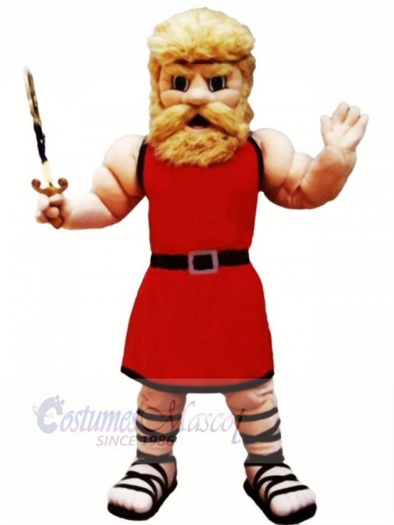 Muscle Man with Yellow Hair Mascot Costume Cartoon