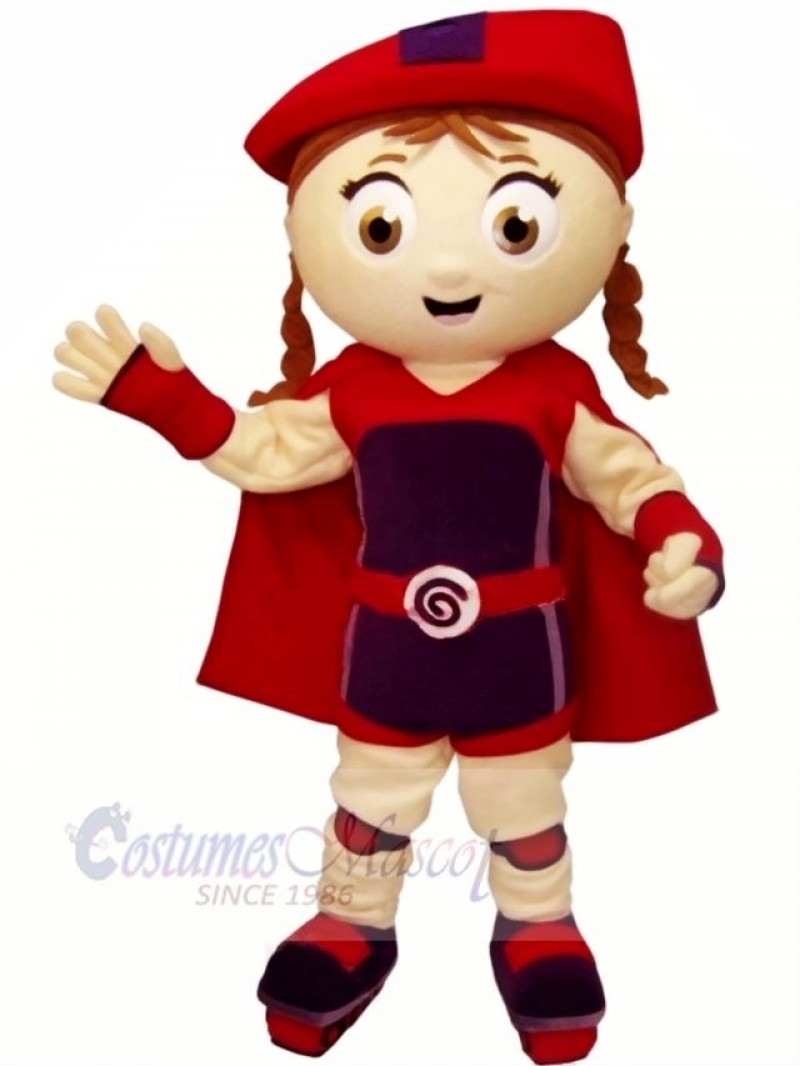 Cute Girl with Red Hat Mascot Costume Cartoon