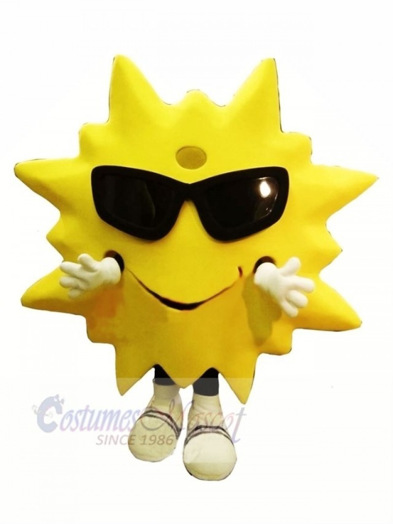 Cool Smiling Sun Mascot Costume Cartoon