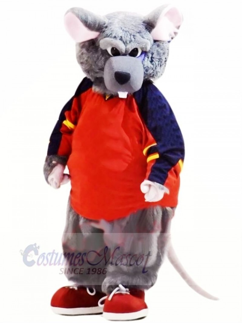 Sport Grey Rat Mascot Costume Cartoon