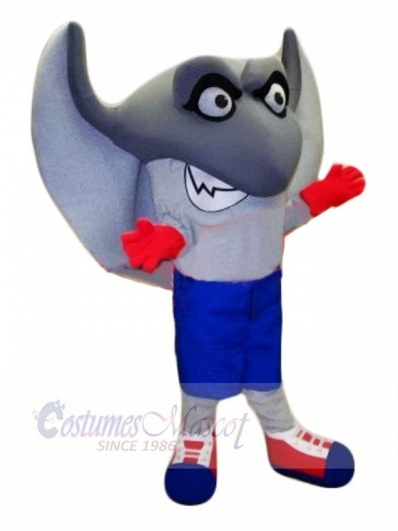 Cute Grey Stingray Mascot Costume Cartoon