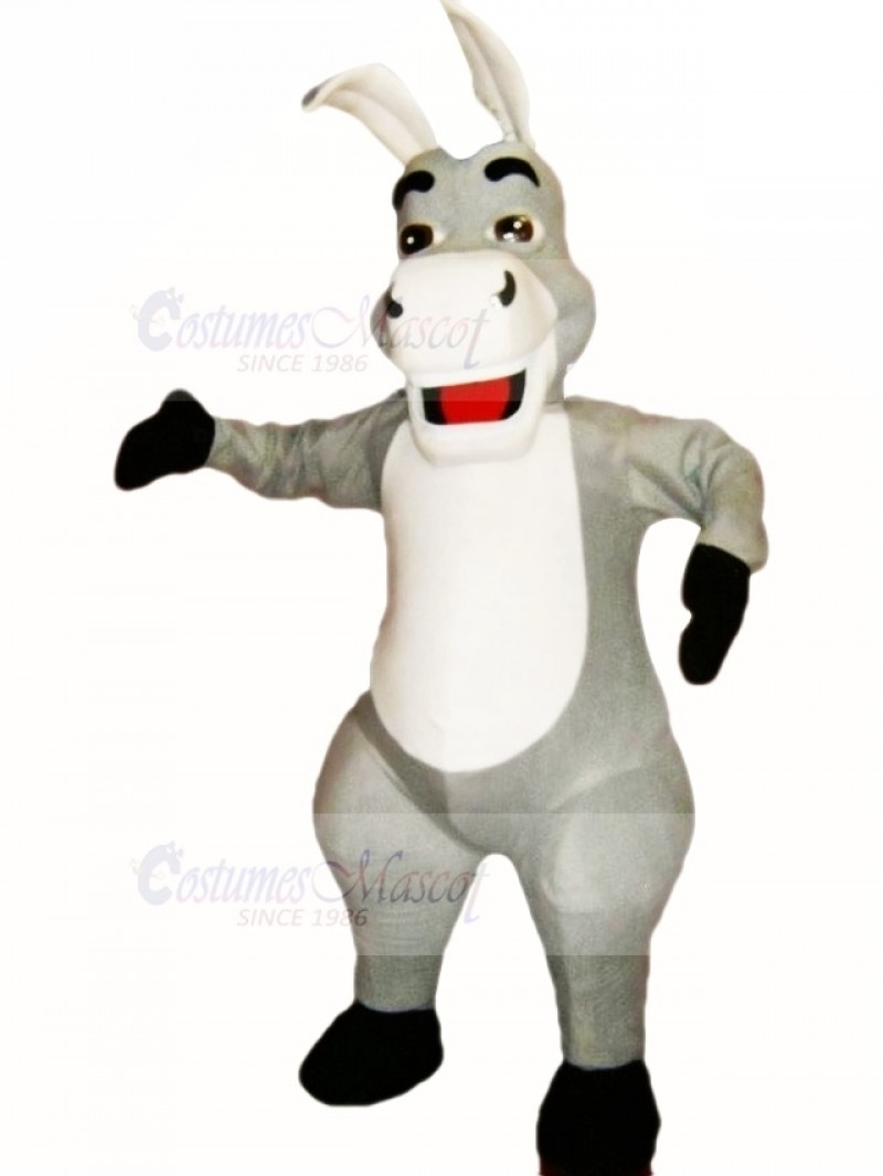 Cute Grey Donkey Mascot Costume Cartoon