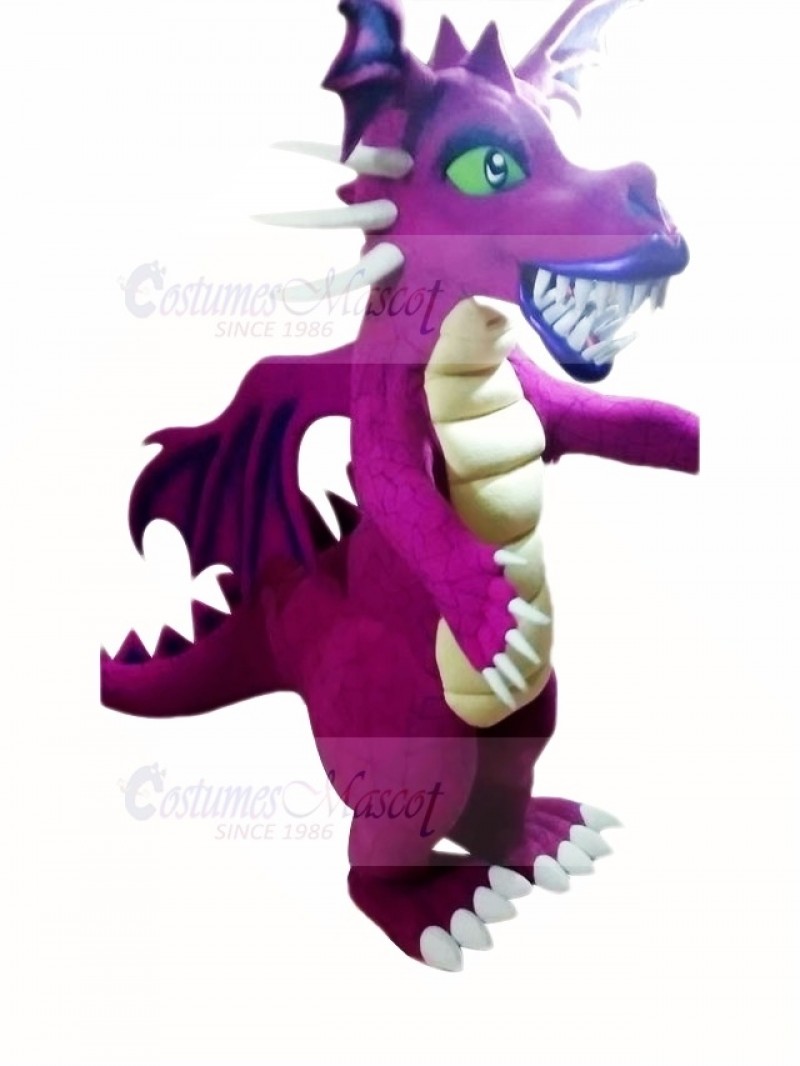 Fierce Purple Dragon Mascot Costume Cartoon