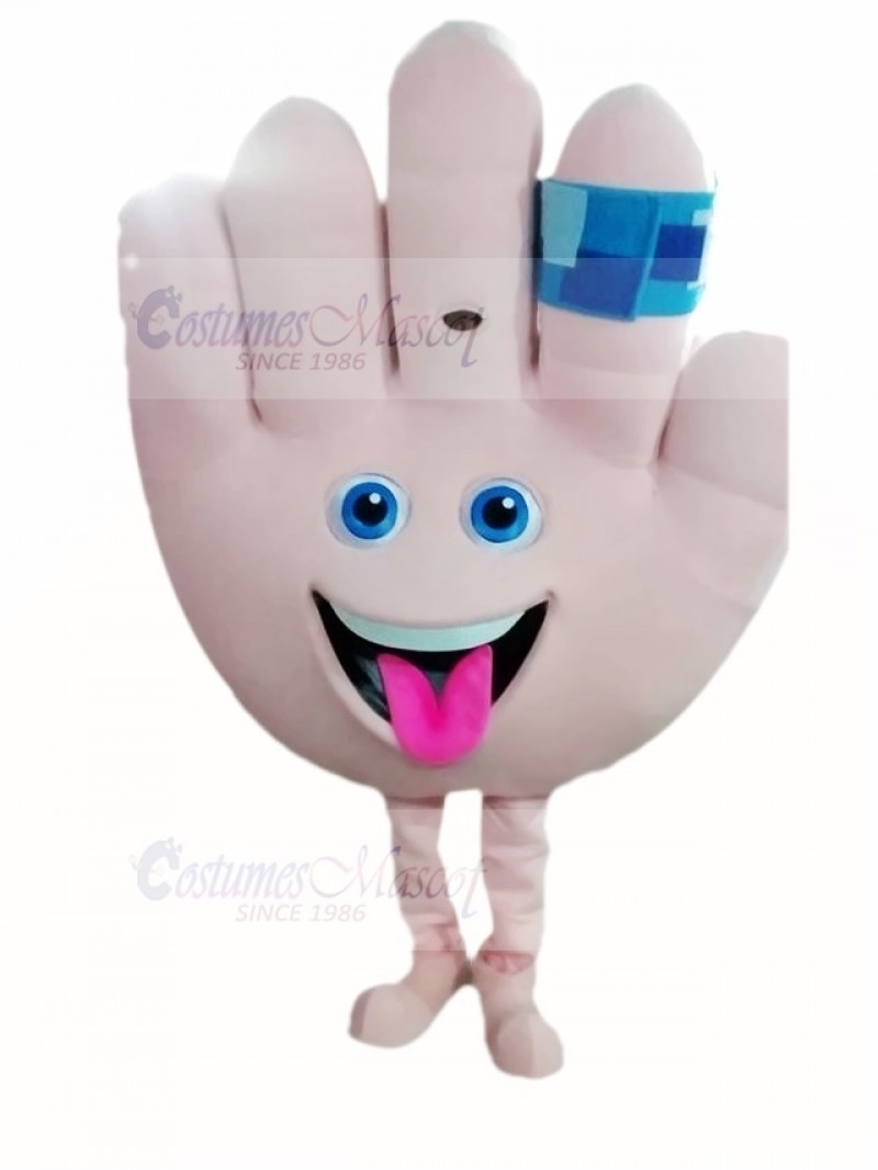 Cute Hand with Band Aid Mascot Costume Cartoon	