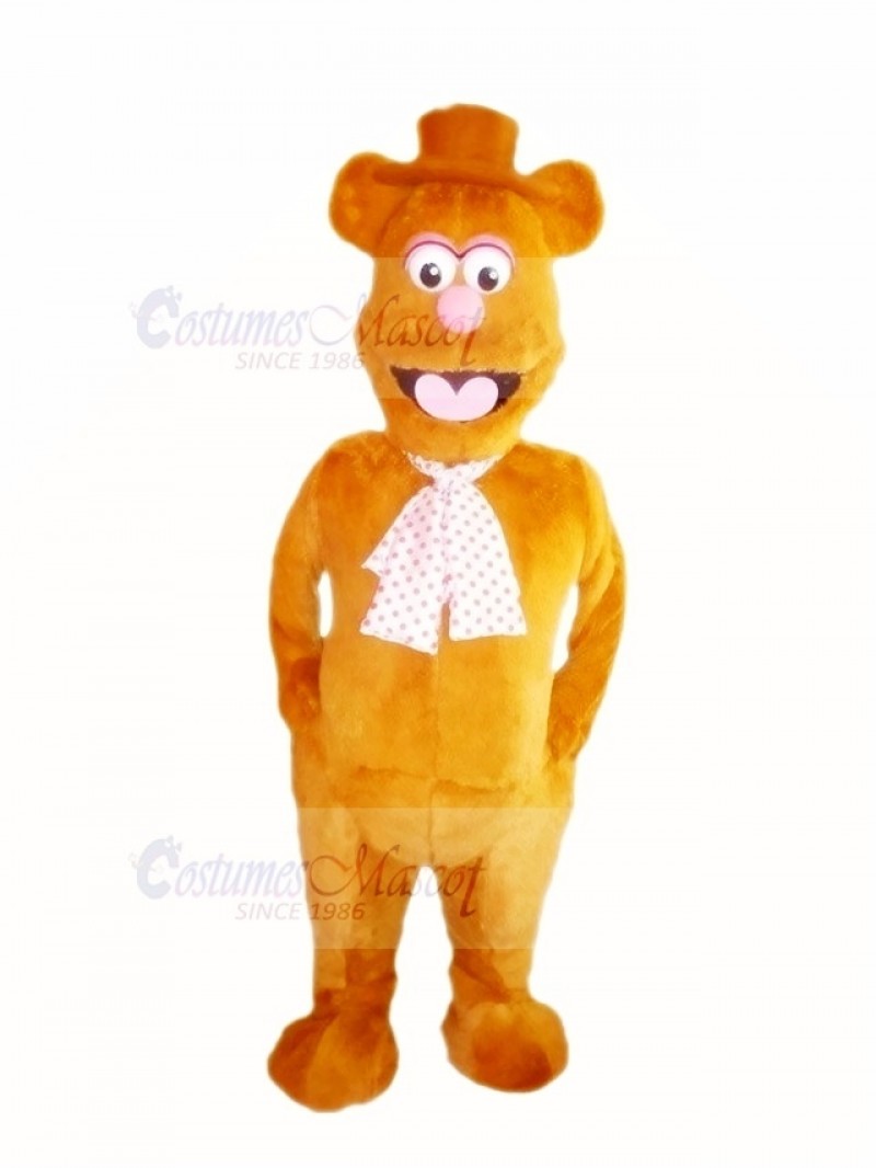 Fozzie Bear with Pink Nose Mascot Costume Cartoon