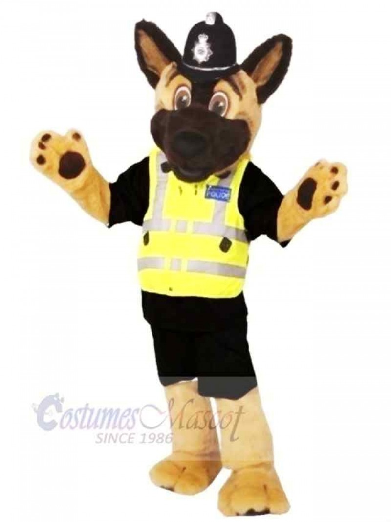 Brown and Black Staffs Police Dog Mascot Costume Cartoon