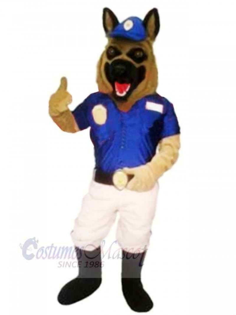 Police Dog with Blue Hat Mascot Costume Cartoon