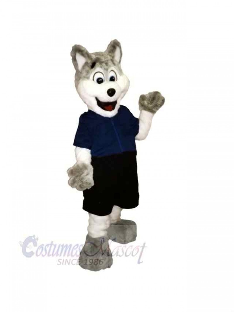 Gray and White Police Dog Mascot Costume Cartoon