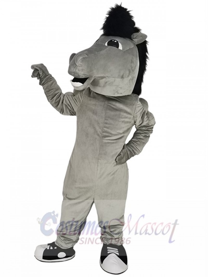 Robust Grey Mustang Mascot Costume Animal
