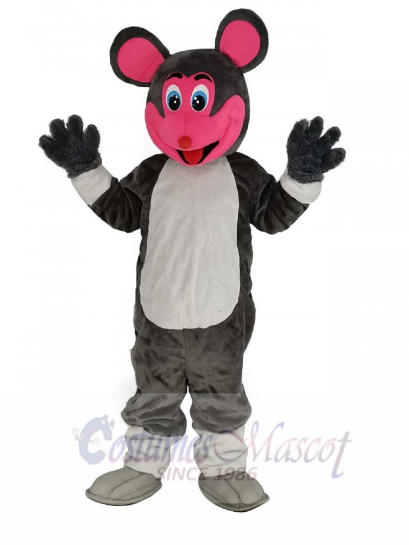 Smiling Mouse with Red Face Mascot Costume