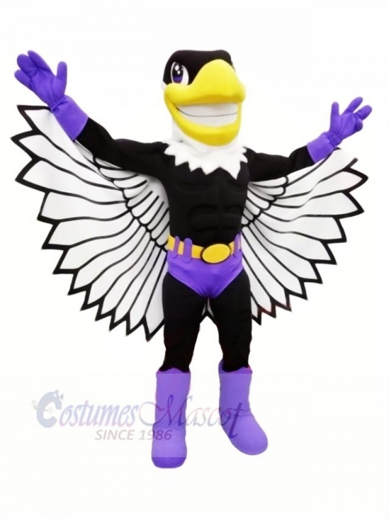 Purple Bird with Wings Mascot Costume Cartoon