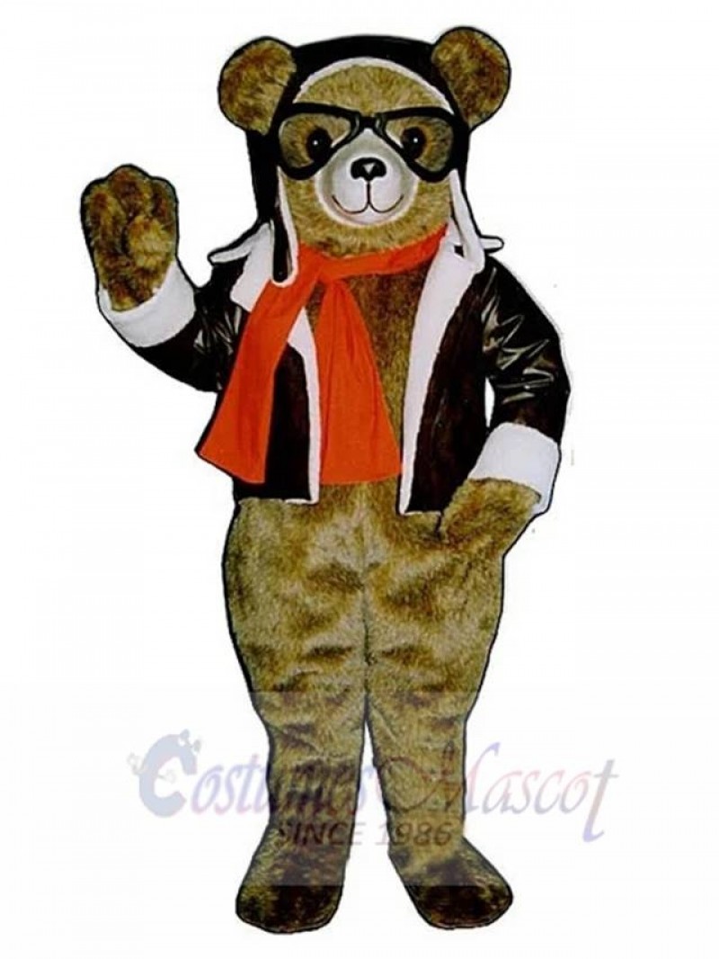 Aviator Bear mascot costume