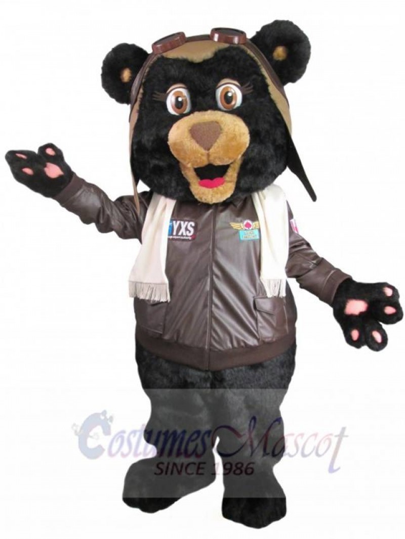 Pilot Bear mascot costume