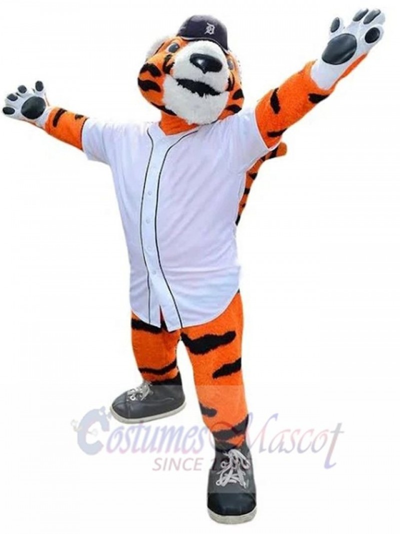 Sport Tiger Mascot Costume Animal with Black Hat