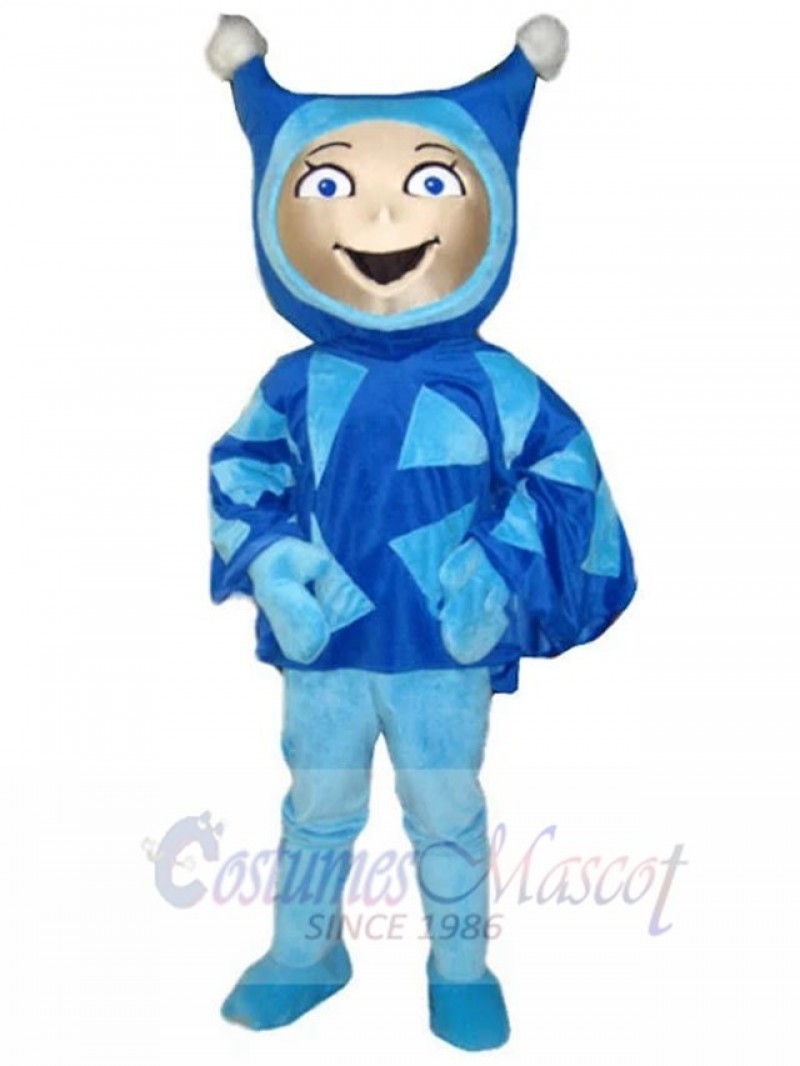 Happy Blue Elf Mascot Costume Cartoon