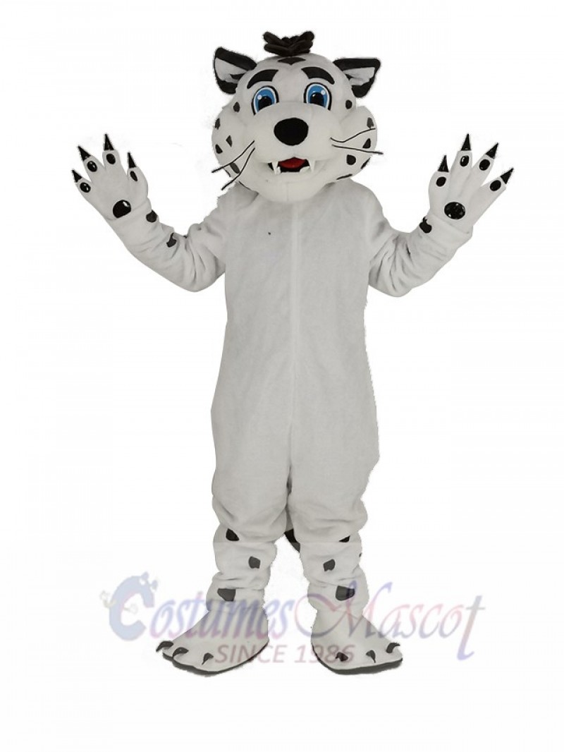 White Leopard with Blue Eyes Mascot Costume Animal