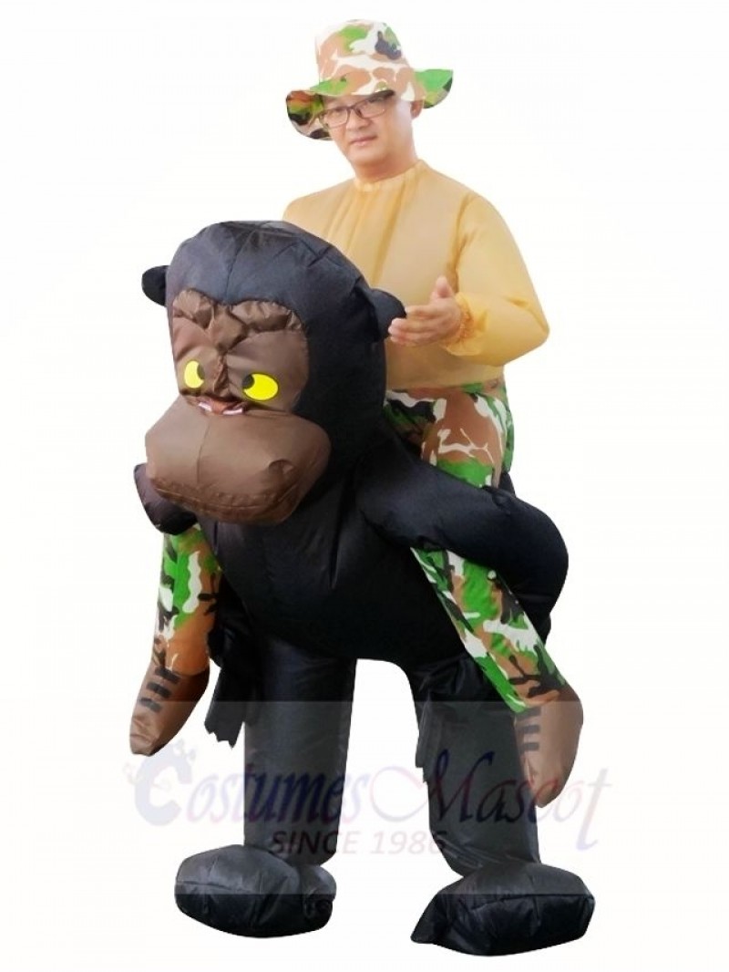 Gorilla Monkey Carry me Ride on Orangutan Gibbon Chimp Inflatable Halloween Xmas Costumes for Adults