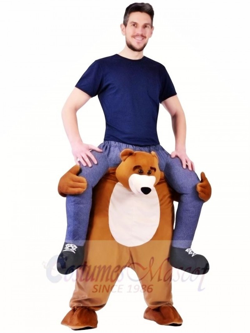Piggy Back Bear Carry Me Ride on Brown Bear Mascot Costume Halloween 