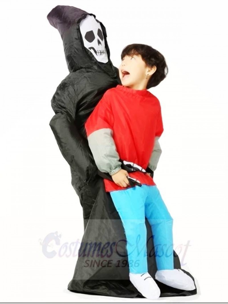 Skull Ghost Carry Me on Demon Inflatable Halloween Costumes for Kid