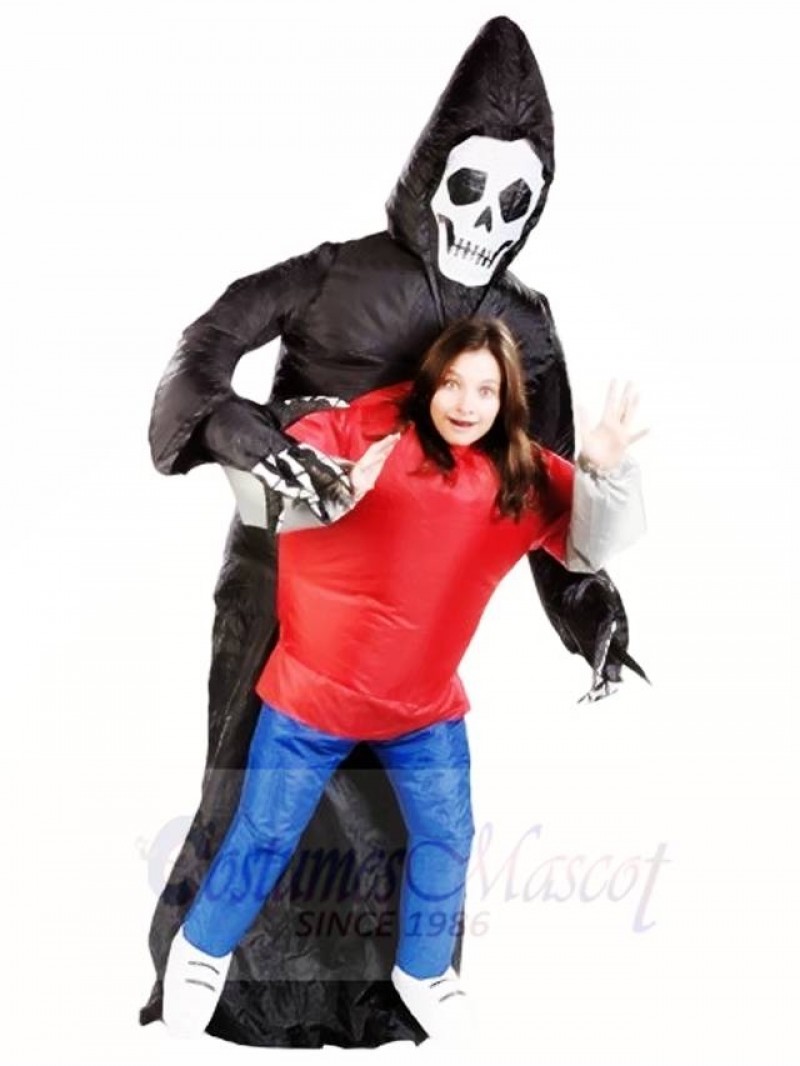 Grim Reaper Skull Skeleton Ghost Inflatable Halloween Costumes for Adults