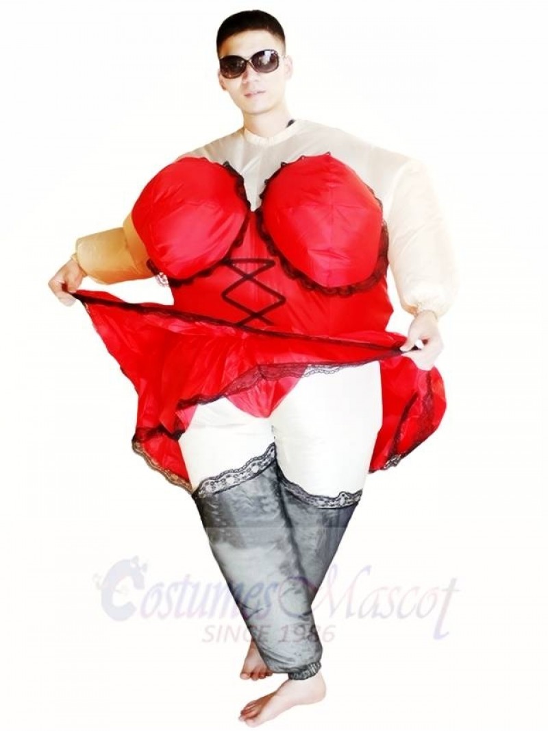 Chubby Sexy Lady Dancer Barmaid Inflatable Halloween Christmas Costumes for Adults
