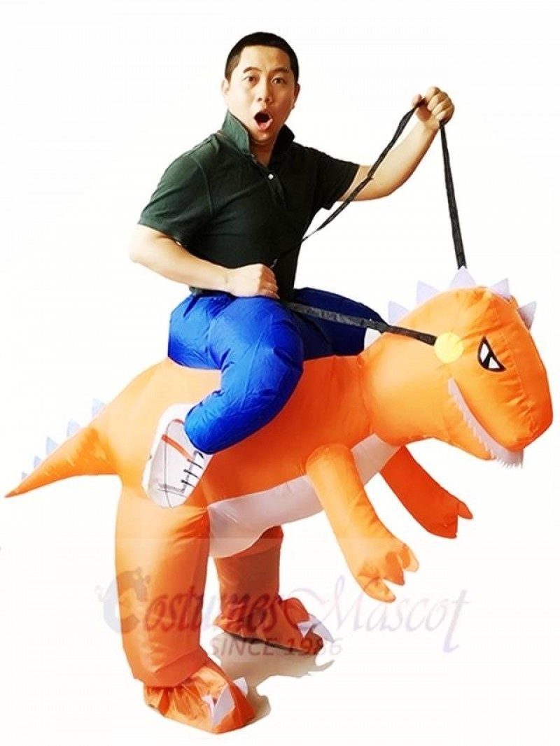 Orange Dinosaur Carry me Ride On T-rex Inflatable Halloween Christmas Costumes for Adults