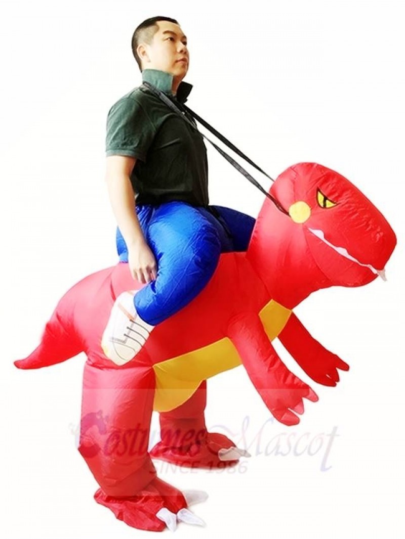 Red Dinosaur Carry me Ride On T-rex Inflatable Halloween Christmas Costumes for Adults