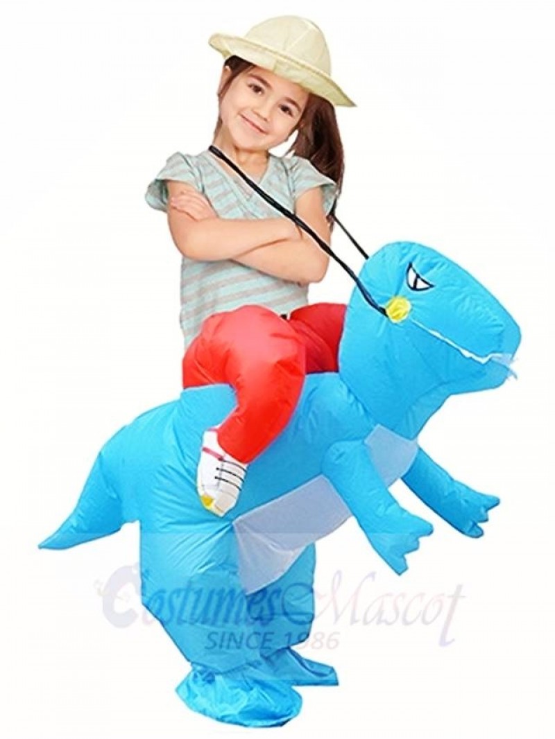 Blue Dinosaur Carry Me Ride On T-Rex Inflatable Halloween Christmas Xmas Costumes for Kids
