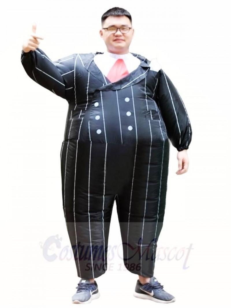 Gangster Black Suits Inflatable Halloween Christmas Costumes for Adults