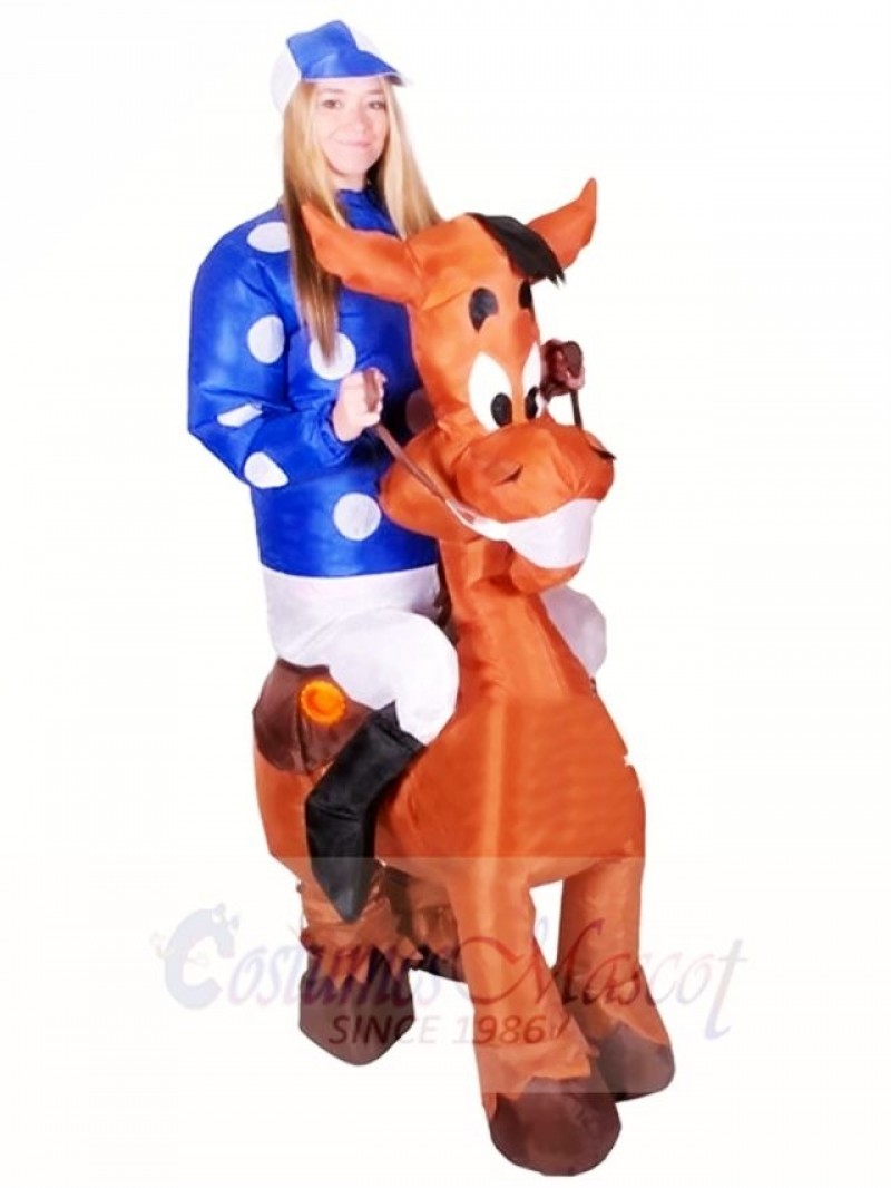 Ride on Horse Blow Up Jockey Inflatable Halloween Xmas Costumes for Adults