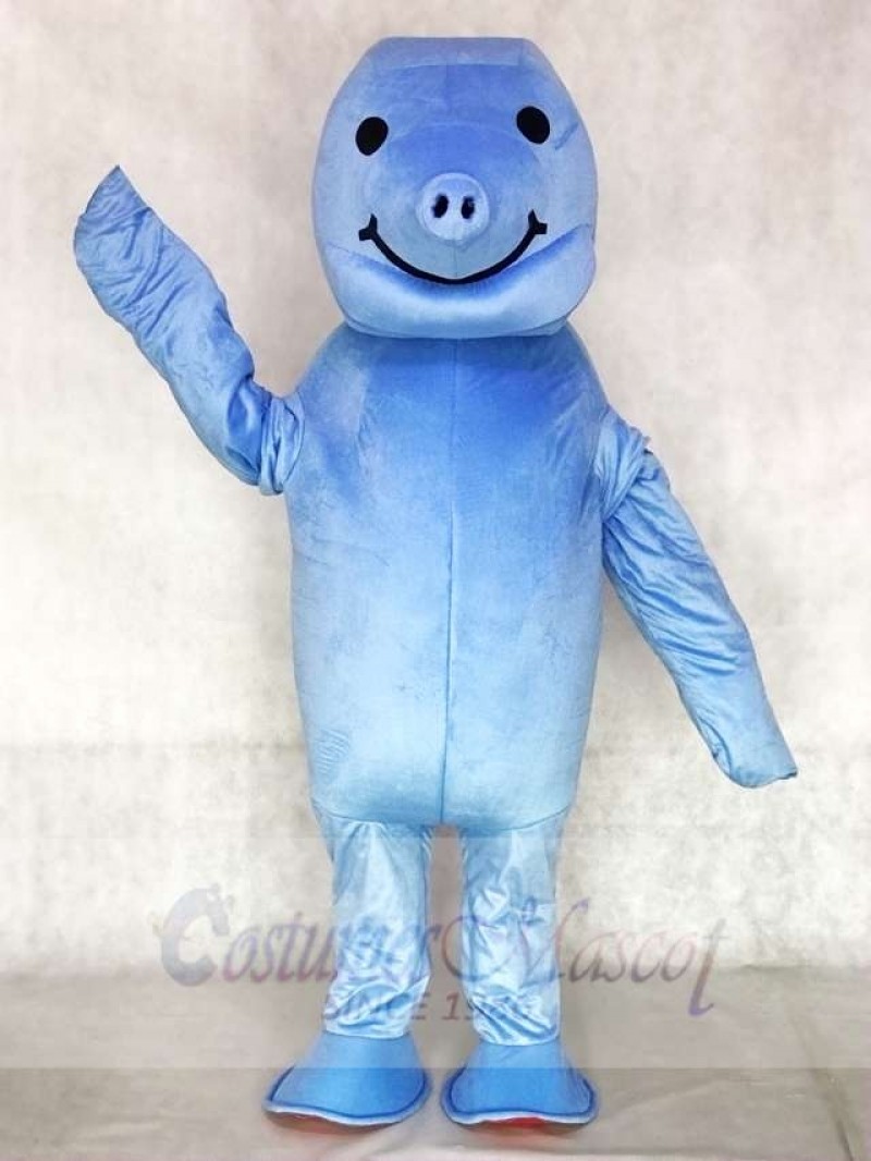 Cute Zoo Blue Manatee Mascot Costumes Animal
