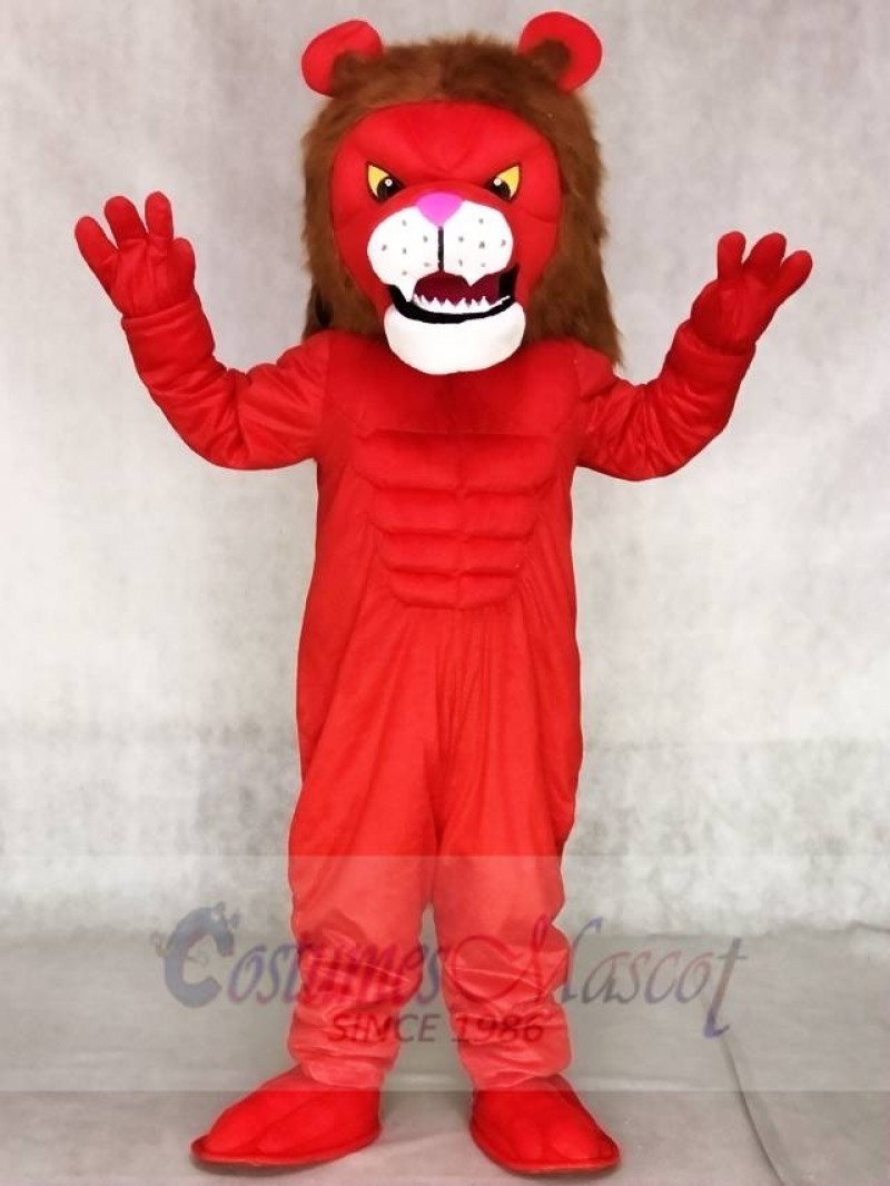 Red Power Cat Lion Mascot Costumes Animal