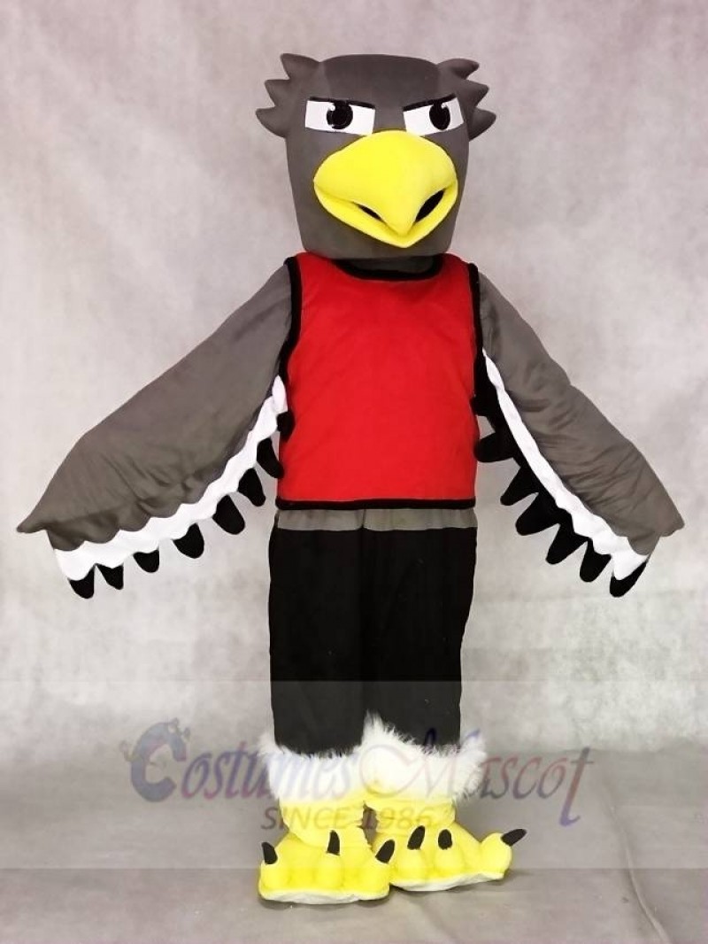 Grey Seahawk with Red Shirt Mascot Costumes Animal
