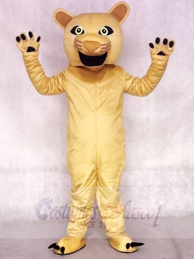 Realistic Adult Light Tan Cougar Mascot Costume