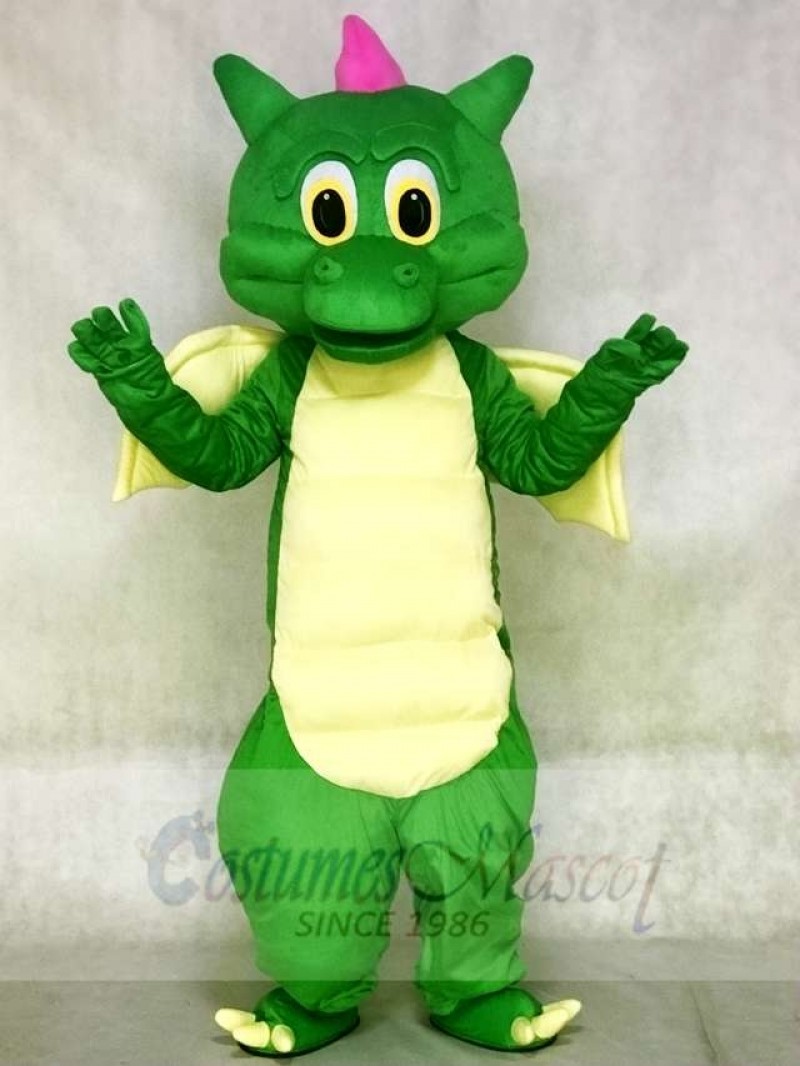 Green Dragon with Yellow Wings Mascot Costumes 