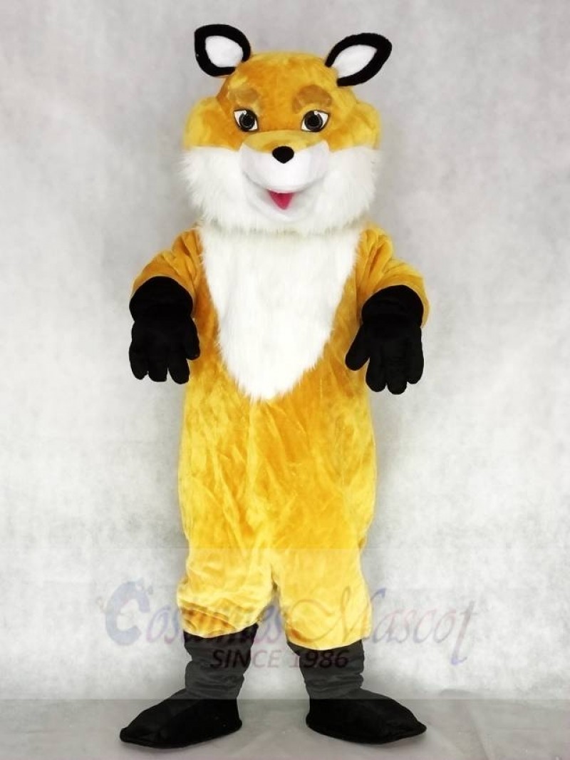 Hot Sale Adorable Realistic New Popular Professional Yellow Fancy Fox Mascot Costume with White Chest