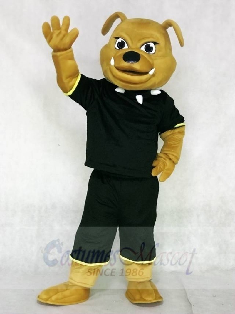 Brown Bulldog with Black Suit Animal Mascot Costumes