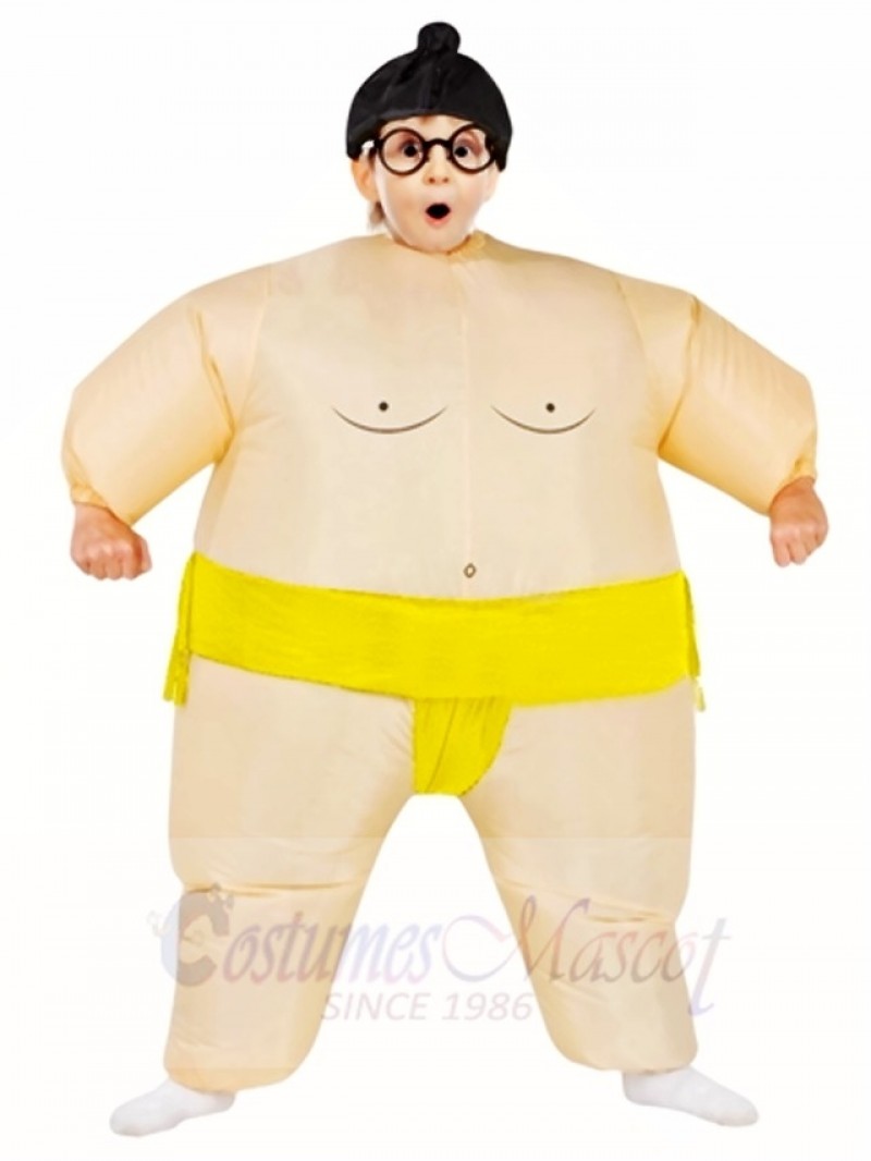 Yellow Japanese Fat Man Sumo Inflatable Halloween Christmas Costumes for Kids