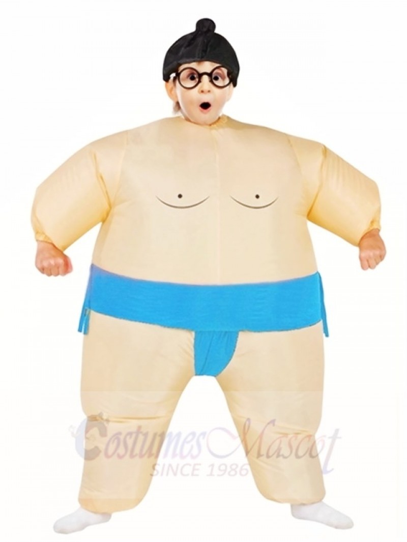 Blue Japanese Fat Man Sumo Inflatable Halloween Christmas Costumes for Kids