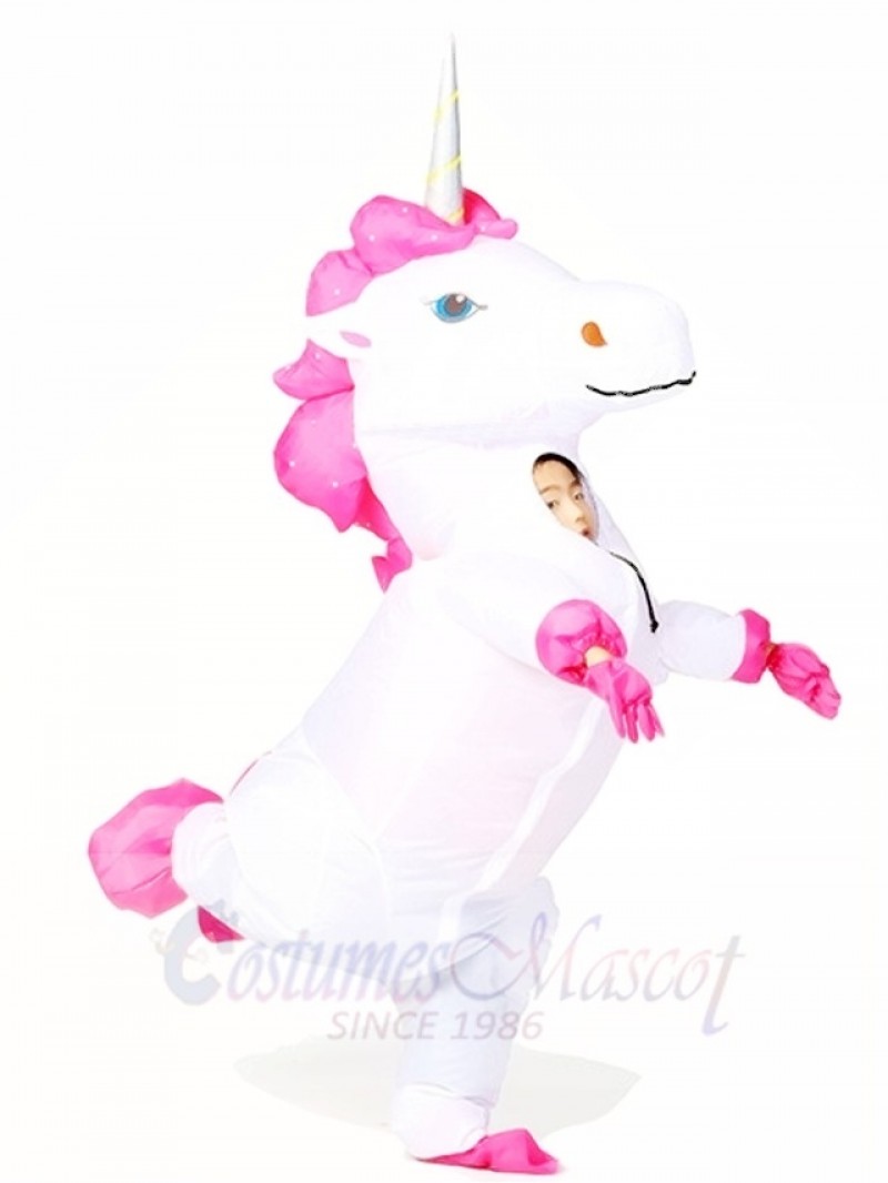 White Unicorn Inflatable Halloween Christmas Costumes for Kids