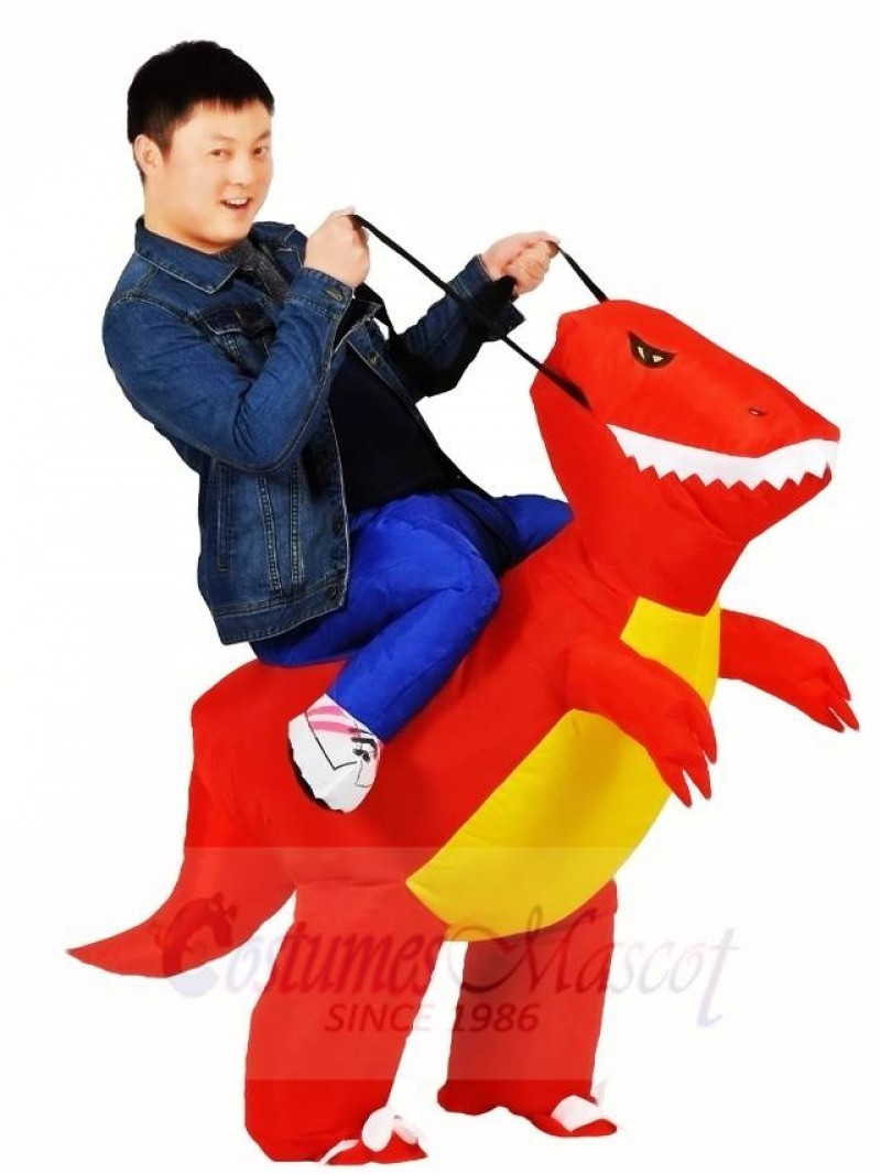 Red Dinosaur Carry me Ride On T-rex Inflatable Halloween Christmas Costumes for Adults